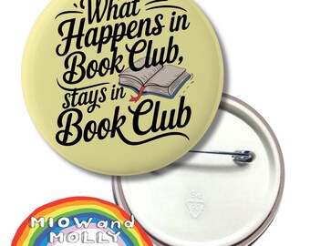 Book club badge, bookclub pin button, reading group, bookish gift, bookworm, reader, booklovers, library, librarian, literary presents