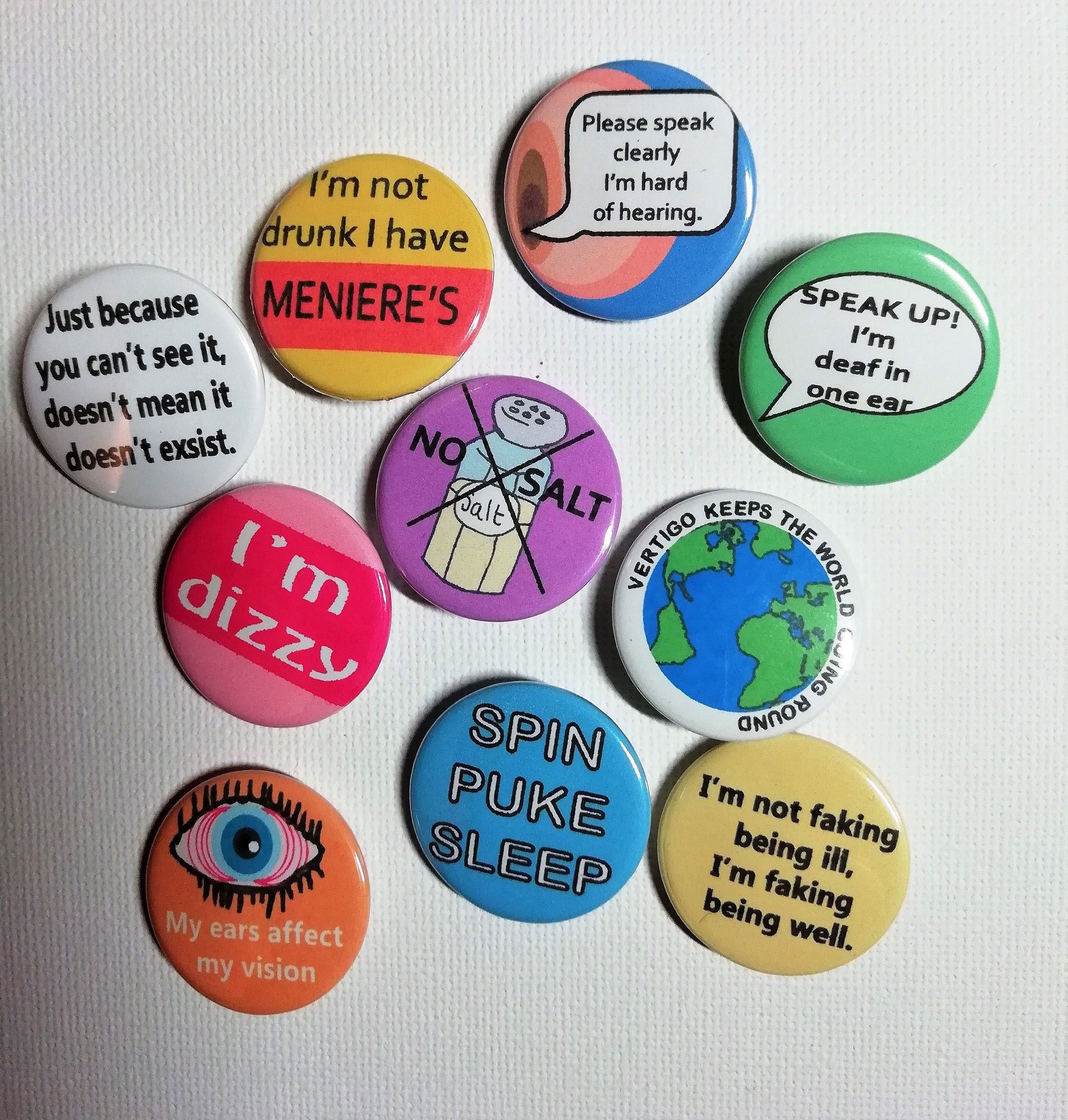 Set of 10 menieres pin badges meniere's disease awareness | Etsy