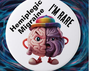 Hemiplegic Migraine Awareness Pin Badge: Neurological Disorder Gift