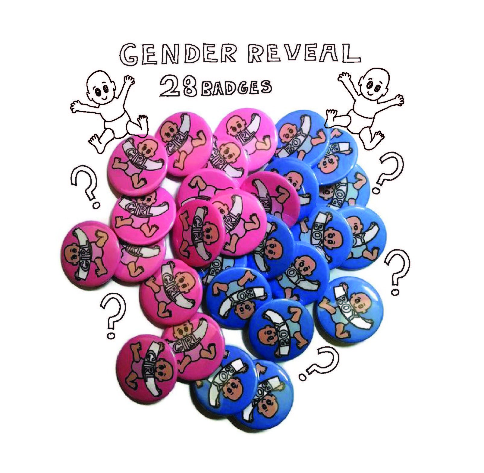 gender reveal party badges set of 28 baby shower new baby gathering