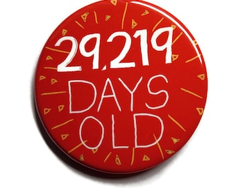 80th birthday badge eightieth Red number of days old 80 eighty