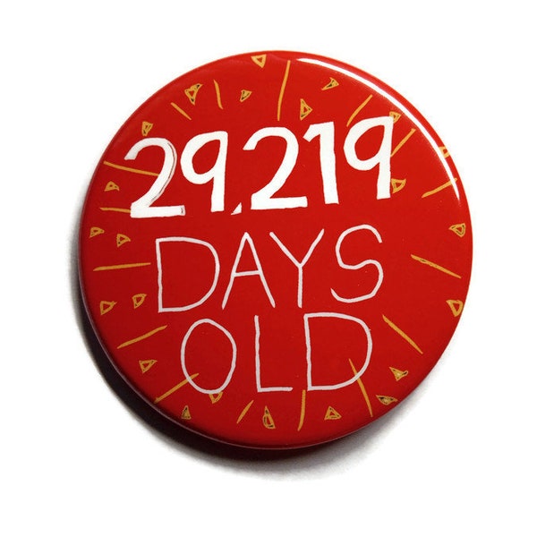 80th birthday badge eightieth Red number of days old 80 eighty