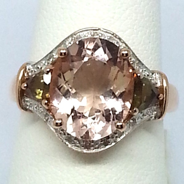 3.80ctw Morganite And Andalusite with Diamond Accent Round 10k Rose Gold Ring Size 6