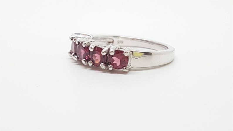 1.50ct 5 Stone Rhodolite Garnet Sterling Silver Ring