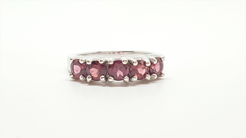1.50ct 5 Stone Rhodolite Garnet Sterling Silver Ring