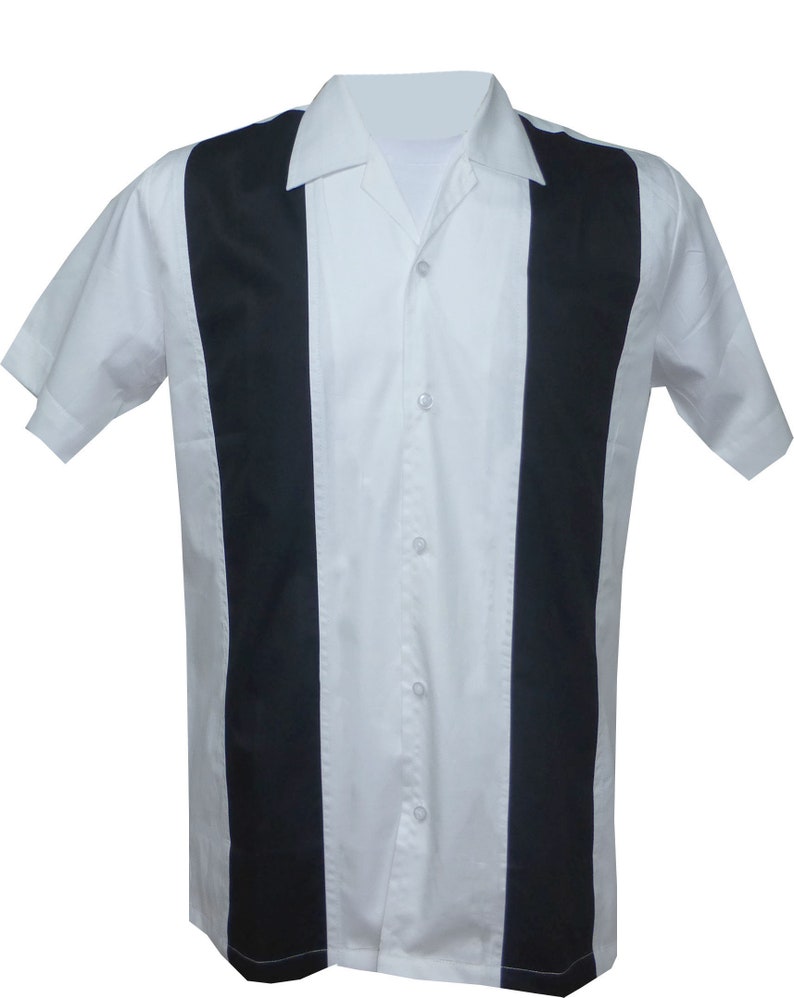 Retro Black//Blue 50s Rockabilly Bowling Shirts