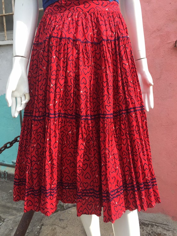 50’s Novelty Heart Print Circle Skirt