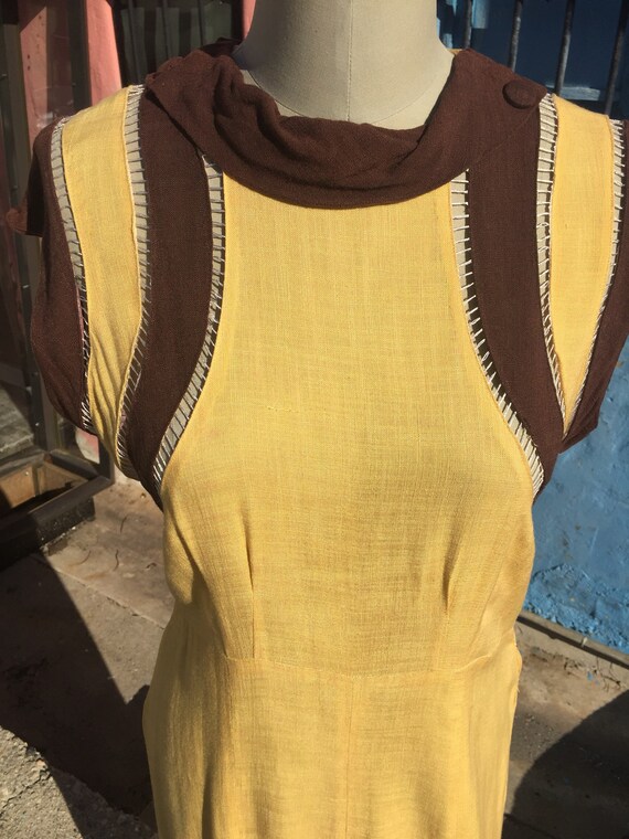 Sweet 30's Yellow Linen Day Dress