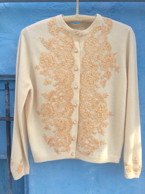 50's Cream Cashmere Cardigan