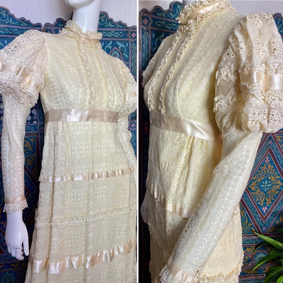 70s does 30s in this stunning lace Gunne Sax -esqu