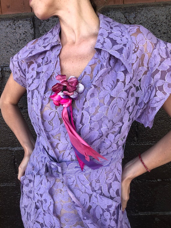 Glamorous 30's Lavender Lace Gown and Jacket Set