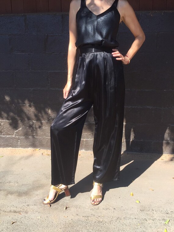 40’s Black Satin Pajama Pants