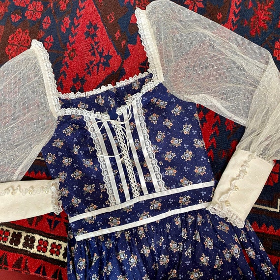 Gunne Sax inspired prairie dress lace up corset