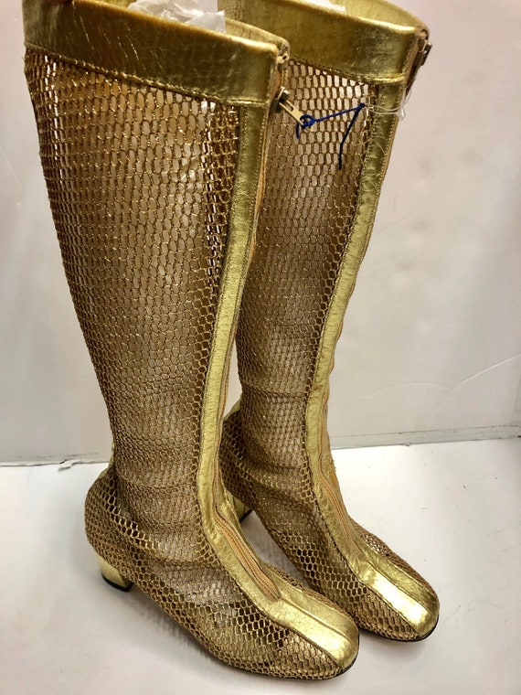 Super Space Age Mod gold mesh 1960s leather metall
