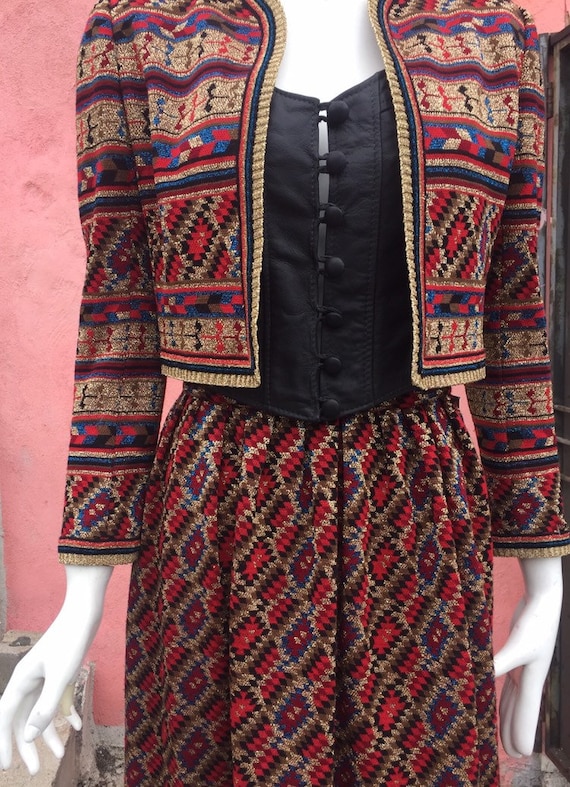 70’s Two-Piece Metallic Knit Skirt Set