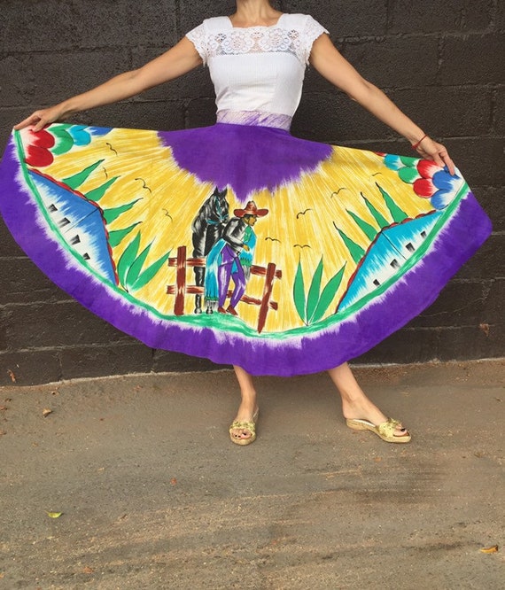 50’s Hand-Painted Mexican Circle Skirt with Vaquer