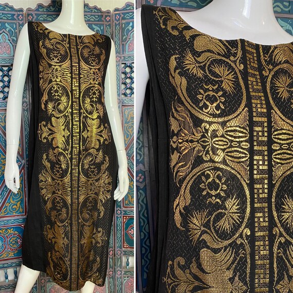 1960s black and gold dress