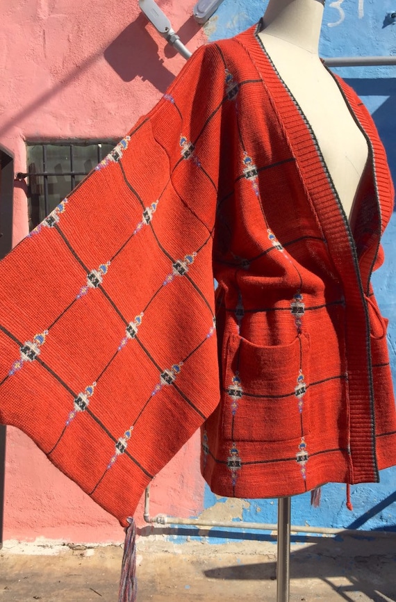 70's Bill Gibb Kimono Sleeve Cardigan Jacket