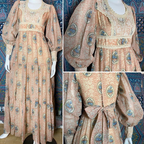 Gunne Sax inspired lace maxi 1970s boho