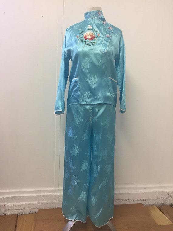 60's Chinese Export Satin Pajama Set
