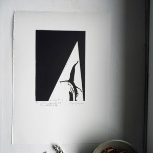 Peut inclure: Impression en noir et blanc d'un oiseau en vol, avec le texte "To the uninitiated it is..." et "Fly away" en dessous de l'image.