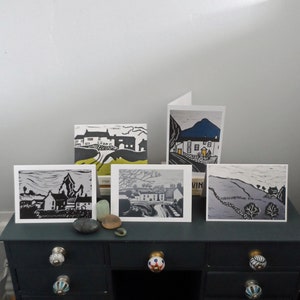 Greetings cards - pack of five blank cards - assorted designs - cottages and farmhouses set 2