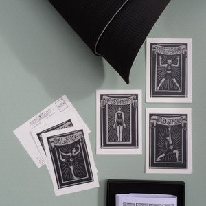 Gift box set of twelve postcards from my yoga prints Head Over Heart, Balance, Take Up Space and Hold Strong image 6