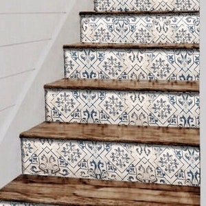 Waterford Antique Vintage Peel and Stick Stair Riser Vinyl Strip Self-Adhesive Waterproof & Removable DIY Home Decor - Extra Long 49" length