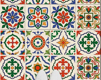 Santorini Floor Tile Stickers: Anti-Slip Vinyl Decals for Renters