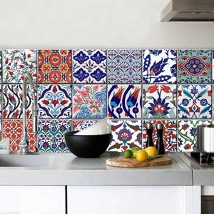 Turkish Peel and Stick Tile Stickers Kitchen Bathroom Backsplash Floor Stair Water Resistant Removable Decals, DIY Vinyl Renters Home Décor