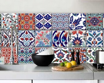 Turkish Peel and Stick Tile Stickers Kitchen Bathroom Backsplash Floor Stair Water Resistant Removable Decals, DIY Vinyl Renters Home Décor