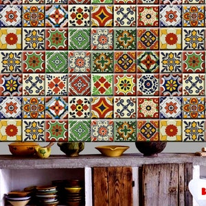 Southwestern FolkPeel &Stick Tile Stickers KitchenBathroomBacksplashFloor Stair Water Resistant Removable Decals,DIY Vinyl Renters HomeDécor