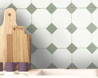 Warsaw Olivine Peel & Stick Tile Stickers Kitchen Bathroom Backsplash Floor Stair Water Resistant Removable Decals,DIY Vinyl Renters Décor
