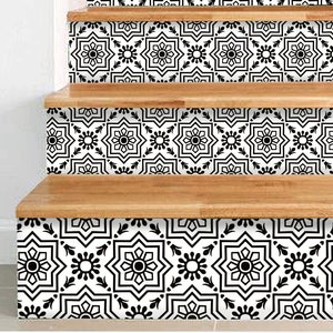 Antalya Black Stair Riser Peel Stick Vinyl Decal Self Adhesive Waterproof Easy to Trim Removable DIY Home Decor-Pack of 5 Strips