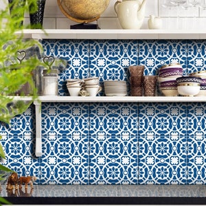 Jaipur Ink  Peel and Stick Tile/ Wall/ Stairs decal, Kitchen Bathroom Backsplash, Floor Vinyl Decal