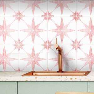 Positano Brink Pink Peel and Stick Tile decal for Kitchen Bathroom Backsplash Floor Stair Tile Wall Decal Water Resistant
