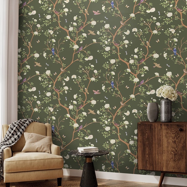 Chinoiserie Wallpaper Peel & Stick Water Resistant Wall Decal DIY Home Wall Art for Wallpaper Removable Vinyl Walldecal