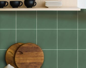 Cottage Green Plain Tile Stickers, Kitchen Bathroom Wall Tile Vinyl decal, Peel and Stick Carrelage, Self Adhesive Vinyl Floor stickers