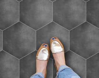 Hexagon Charcoal Tile Wall Stair Floor Self Adhesive Vinyl Stickers,Kitchen Bathroom Backsplash Carrelage Decal,Peel Stick Home Decor