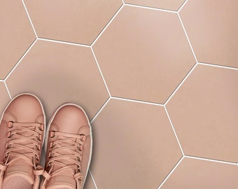 Blush Hexagon Tile Wall Stair Floor Self Adhesive Vinyl Stickers,Kitchen Bathroom Backsplash Carrelage Decal, Peel & Stick Home Decor