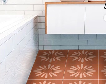 Pithora Rust Vinyl Floor Tile Stickers Floor Decals Removable & Repositionable with Anti-Slip finish option (500 microns)-Perfect for Renter