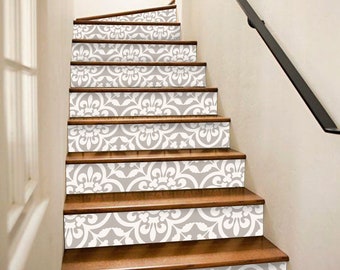 Encaustic SandCastle Peel & Stick Stair Riser Decal–Extra Long 49",Water resistant Vinyl Strip,SelfAdhesive,Removable,DIY Stair,Easy to Trim