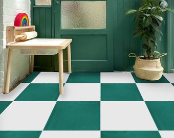 Como and White Checker Vinyl Floor Tile Stickers, Floor Decals-Removable Anti-Slip finish option (520 microns Perfect for Renter