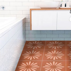 Pithora Rust Vinyl Floor Tile Stickers Floor Decals Removable & Repositionable with Anti-Slip finish option (500 microns)-Perfect for Renter