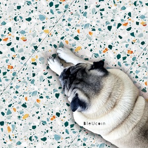 Terrazzo Peel & Stick Floor Tile Sticker I Removable Anti-Slip Vinyl Decals for Kitchen, Bath, Home | DIY Renter-Friendly | Customizable