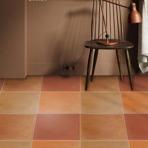 Baked terracotta Vinyl Floor Tile Stickers | Floor Decals - Removable with Anti-Slip finish option 500 microns Perfect for Renter