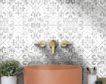 Waterford Ash Peel & Stick Tile Sticker Kitchen Bathroom Backsplash Floor Stair Water Resistant Removable Decals,DIY Vinyl Renters decor