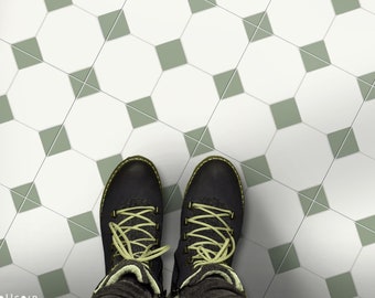 Warsaw Olivine Peel & Stick Floor Tile Sticker I Removable Anti-Slip Vinyl Decals for Kitchen, Bath, Home | DIY Renter-Friendly Customizable