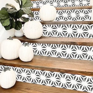 Verona Charcoal Peel & Stick Stair Riser Decal–Extra Long 49&quot; | Water resistant Vinyl Strip |Self-Adhesive, Removable,DIY Stair,Easy to Trim