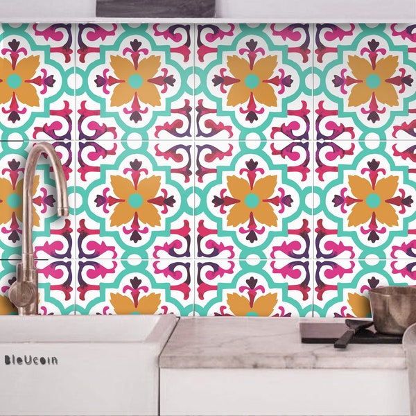 Antwerp – Colorful Floral Geometric Peel and Stick Tile Stickers | Eclectic Wall, Stair & Backsplash Décor
